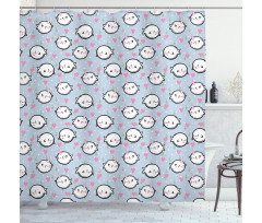 Cartoon Whales Hearts Shower Curtain