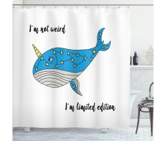 Hand Drawn Blue Whale Shower Curtain