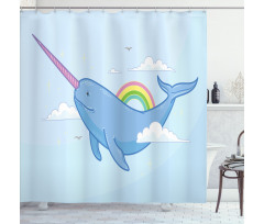 Flying Whale Shower Curtain