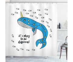 Blue Cartoon Whale Shower Curtain