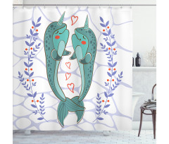 Valentines Day Whales Shower Curtain