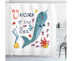 Colorful Swimming Whale Shower Curtain