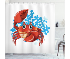 Cartoon Blue Coral Reef Shower Curtain