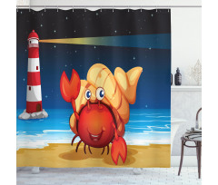 Marine Life Lighthouse Shower Curtain