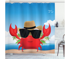 Crustacean Sunglasses Hat Shower Curtain