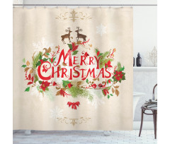Floral Merry Xmas Shower Curtain