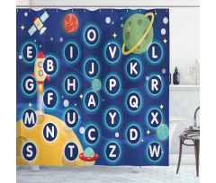 Space Letters Shower Curtain