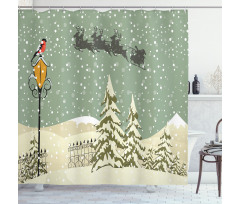 Santa Claus Reindeer Shower Curtain