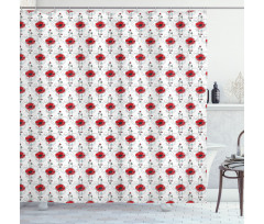 Red Poppy Geometrical Shower Curtain