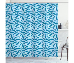 Big Blue Aquatic Animals Shower Curtain