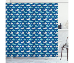 Bicolor Ocean Animals Shower Curtain