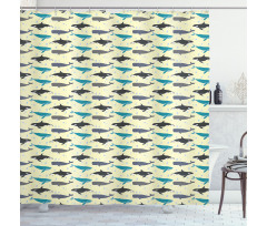 Swimming Mammals Yellow Shower Curtain