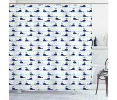 Blue Fish on Water Shower Curtain