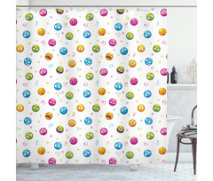 Colorful Round Fun Faces Shower Curtain