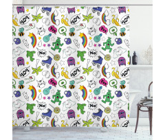 Colorful 80s Comic Set Shower Curtain