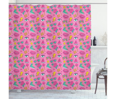 Retro Comics on Pink Shower Curtain