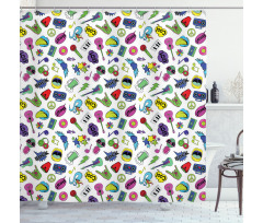 Colorful Music Themed Shower Curtain