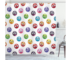 Different Cartoon Faces Shower Curtain