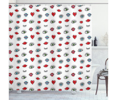 Eyes Hearts Lips Beauty Shower Curtain