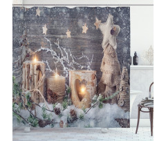 Candle Winter Holiday Shower Curtain