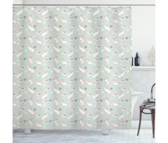Rabbits Flowers Hearts Shower Curtain