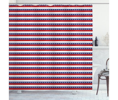 American Flag Motif Shower Curtain