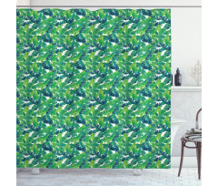 Lush Tropical Leaves Shower Curtain