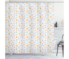 Baby Bunnies Flowers Shower Curtain