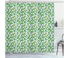 Colorful Pins on Green Shower Curtain
