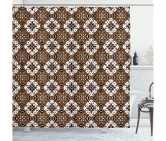 Batik Floral Pattern Shower Curtain