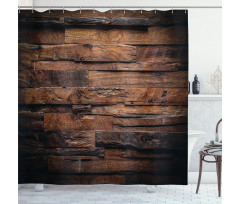 Rough Dark Timber Shower Curtain