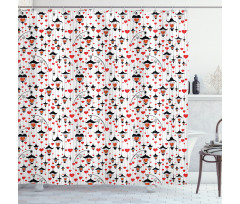 Ornate Hearts Shower Curtain