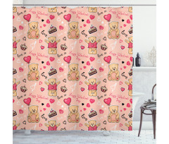 Bear Cake Balloon Shower Curtain