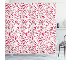 Sketch Style Hearts Shower Curtain