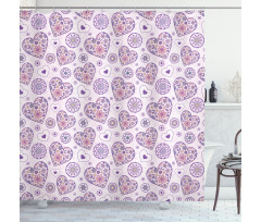 Hearts with Flowers Shower Curtain