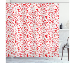 Red and White Sketch Shower Curtain