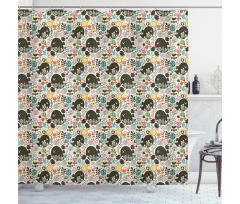 Birds Flowers Shapes Shower Curtain