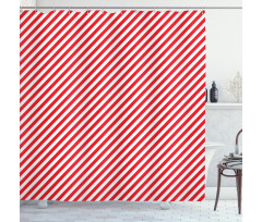 Diagonal Red Lines Shower Curtain