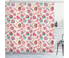 Yummy Food on Dots Shower Curtain
