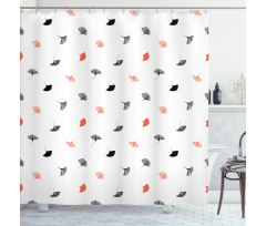 Red Black Ginkgo Leaves Shower Curtain