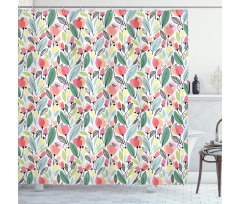 Hand Drawn Style Poppies Shower Curtain