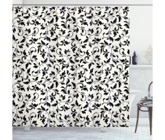 Monochrome Scroll Pattern Shower Curtain