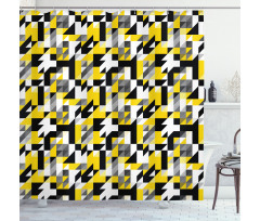 Squares and Houndstooh Shower Curtain
