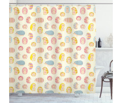 Dotted Floral Striped Shower Curtain
