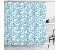 Cat Angels Hearts Kitty Shower Curtain