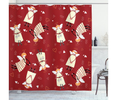 Xmas Comic Hearts Myth Shower Curtain