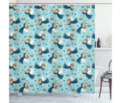 Winged Girl Trumpet Shower Curtain