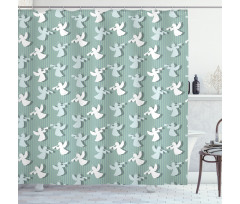 Xmas Silhouettes Striped Shower Curtain