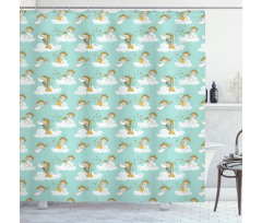 Playing Harp in the Sky Shower Curtain