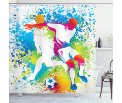 Football Players Colorful Shower Curtain